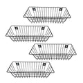 GoHooked pack of 4 black metal wall mount storage baskets with open wire design. Ideal for home, office, bathroom organization.