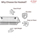 GoHooked black metal wall mount storage basket organizer, durable, dust proof, lightweight, and easy to clean.