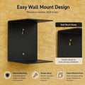 GoHooked black heavy duty metal wall mounted shelf with keyhole design for easy installation. Ideal for books or decor.