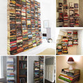 GoHooked black heavy duty iron wall mounted book shelves, set of 2, for study, living room, or bedroom.