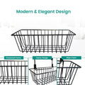 GoHooked black metal wire over door hanging basket organizer, 10cm deep, perfect for kitchen or bathroom storage.