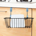 GoHooked black metal wire over door basket organizer for kitchen or bathroom storage. Set of 3.