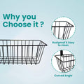 GoHooked black metal wire over-the-door basket, rustproof and easy to clean, with a curved angle design for versatile storage.