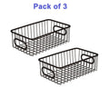 GoHooked black metal wire grid storage basket with handles, set of 2. Modern design for versatile organization.