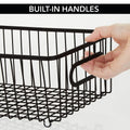 GoHooked black metal wire storage basket with built-in handles, 10" size, set of 2