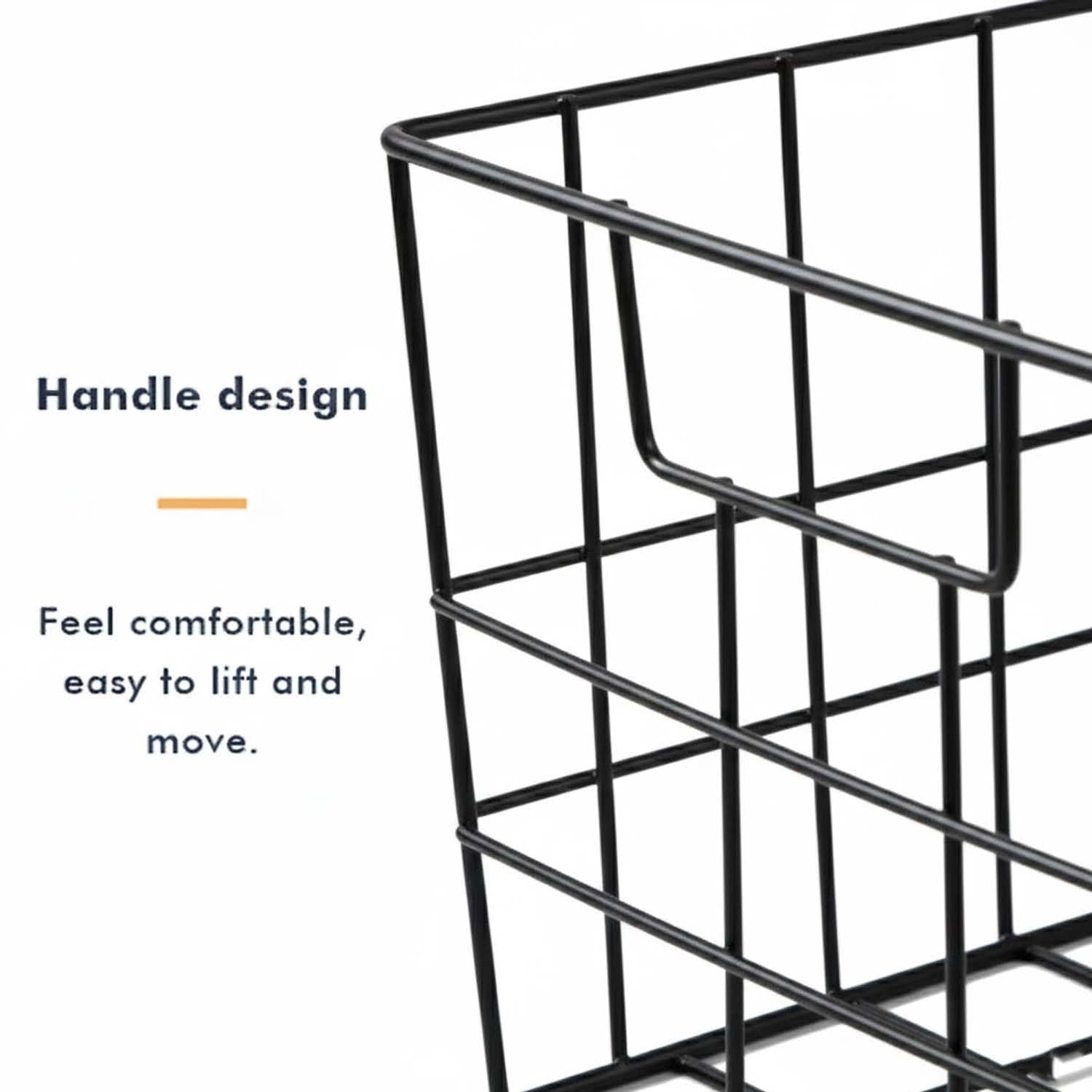 GoHooked black metal wire storage basket with integrated handles, perfect for toys or home organization.