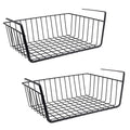 GoHooked black metal wire undershelf storage basket, pack of 2. Ideal for cabinets, pantries, and closets.
