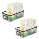 Go Hooked Multipurpose 10" Metal Modern Wire Grid Design Bathroom Storage Organizer Basket Bin for Organization in Cabinets Bedroom, Kitchen, Bathroom, Garage (Set of 2, Black)