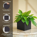 GoHooked black polymer modern cube planter with ergonomic design and raised bottom for optimal drainage.