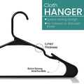 GoHooked black plastic clothes hanger with non-slip grooves and 0.27953" thickness. Extra strong and durable.