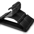 GoHooked black plastic hangers with non-slip grooves, pack of 36. Heavy duty, space-saving design for coats, suits, and dresses.