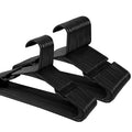 GoHooked black plastic hangers with non-slip grooves for coats, suits, dresses, pants, and shirts. Pack of 30.