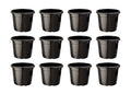 GoHooked 12 black plastic nursery pots with drainage holes, ideal for seedlings and indoor/outdoor plants.