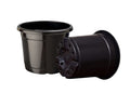 GoHooked 12 black plastic nursery pots with drainage holes, ideal for seedlings and indoor/outdoor plants.