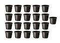 GoHooked 21 black plastic seedling pots with drainage holes, ideal for indoor/outdoor gardening.