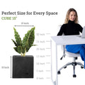 GoHooked 15-inch black polymer cube planter with a modern design, perfect for indoor or outdoor use.