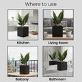 GoHooked 12-inch black polymer cube planter with a modern design, suitable for indoor and outdoor use.