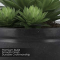 GoHooked black polymer lotus bowl planter with succulents, 25 inch, weather-resistant, drainage option