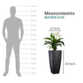 GoHooked black polymer square planter, 12x24 inches, shown with a peace lily plant for scale against a silhouette of a person.