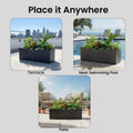GoHooked Recta R black polymer planter pot, 21x8 inch, modern design with drainage hole for balcony, terrace, garden.