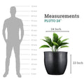 GoHooked 24-inch black polymer planter pot with a modern round design, suitable for living rooms and balconies.