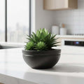 GoHooked black polymer lotus bowl planter with drainage option, 31 inch, for indoor/outdoor use.
