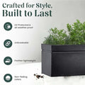 GoHooked black polymer rectangular planter pot, 36 inches, modern design, lightweight, durable, UV protected, unbreakable.
