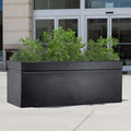 Go Hooked black polymer rectangular planter pot with modern design and drainage hole, 36 inches.