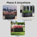 GoHooked black polymer rectangular planter pot, 36x14 inches, modern design, lightweight, durable, with drainage.