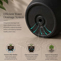 GoHooked black 12-inch polymer planter pot with efficient water drainage system for healthy plant roots.