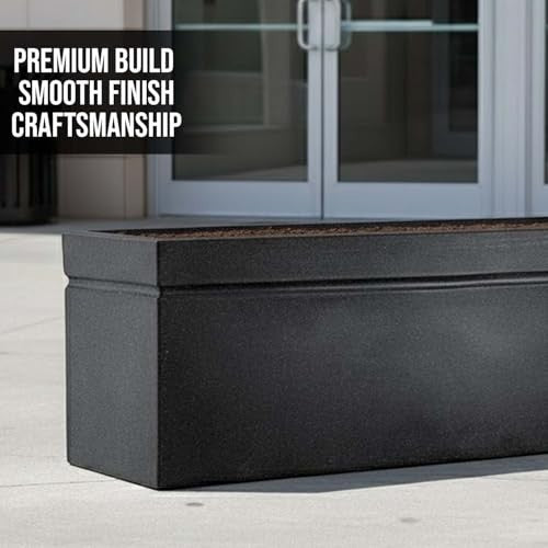 Go Hooked black polymer rectangular planter pot with modern design and drainage hole.