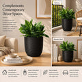GoHooked 12-inch black polymer planter pot with a textured ribbed design, perfect for indoor or outdoor plants.