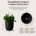 GoHooked 10-inch black ribbed polymer planter pot with drainage hole, ideal for indoor and outdoor plants.