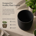 Go Hooked 18-inch black polymer planter pot with textured finish, designed for healthy plant growth.
