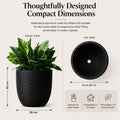 GoHooked 12-inch black textured polymer planter pot with drainage hole, ideal for indoor or outdoor plants.