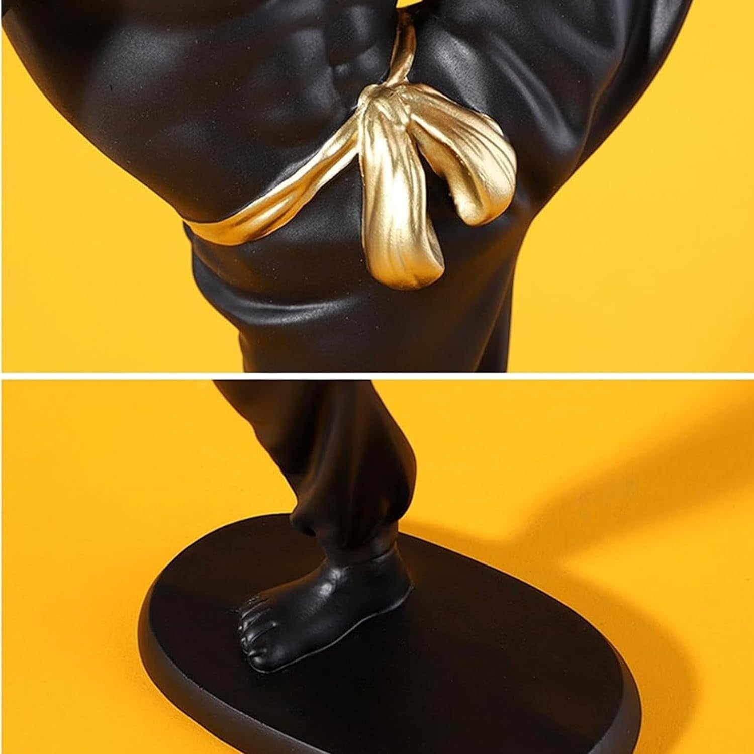 GoHooked black polyresin bulldog statue with gold accent, holding two serving trays. Decorative sculpture for home decor.