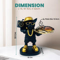 GoHooked black polyresin rapper bulldog statue with gold accents holding a boombox and a tray for keys or accessories.