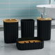 Go Hooked Premium Bathroom Accessories Set with Soap Dispenser, Toothbrush Holder, Tumbler & Soap Dish Set of 4 | Modern Ribbed Design | Elegant Bathroom Essentials for Home & Office (Square, Black)
