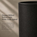 GoHooked black ribbed polymer planter pot with speckled detailing and stone-look appeal. 12-inch size.