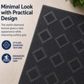 GoHooked black rubber door mat with a textured diamond pattern for anti-skid grip at home entrances.