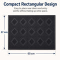 GoHooked black rubber door mat with a textured diamond pattern, measuring 37x60 cm for indoor and outdoor use.