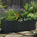 GoHooked black speckled rectangular polymer planter pot with drainage, 24x12.5 inches, for indoor/outdoor plants.