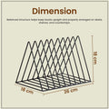 Go Hooked black coated steel triangular magazine rack with 9 slots, 26cm x 18cm x 18cm
