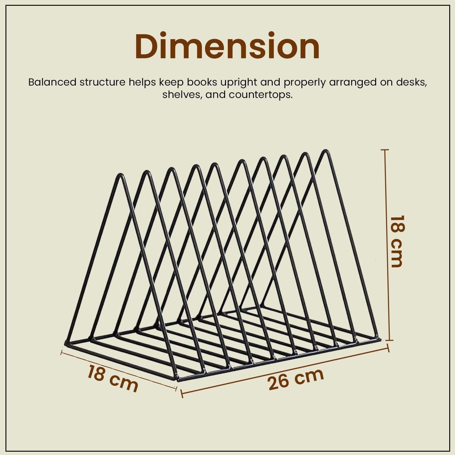 Go Hooked black coated steel triangular magazine rack with 9 slots, 26cm x 18cm x 18cm