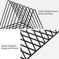 GoHooked black coated steel triangular magazine rack with 9 slots for organizing books and newspapers.