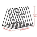 GoHooked black coated steel triangular magazine rack with 9 slots for organizing books and newspapers.