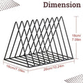 GoHooked black coated steel triangular magazine rack with 9 slots for organizing books and newspapers.