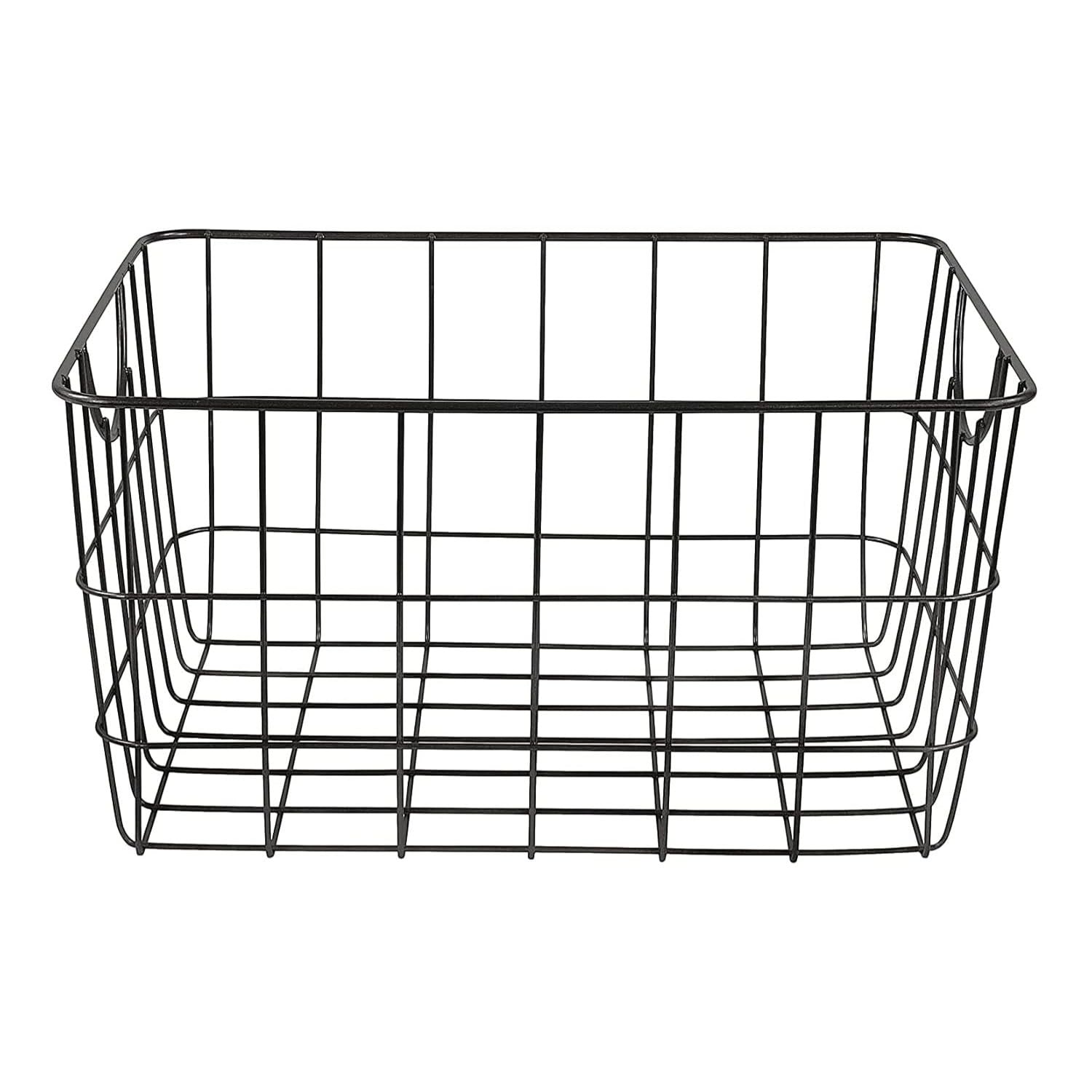 GoHooked black steel wire utility basket with curved handles, 15" L x 11.75" W x 8" H, pack of 4