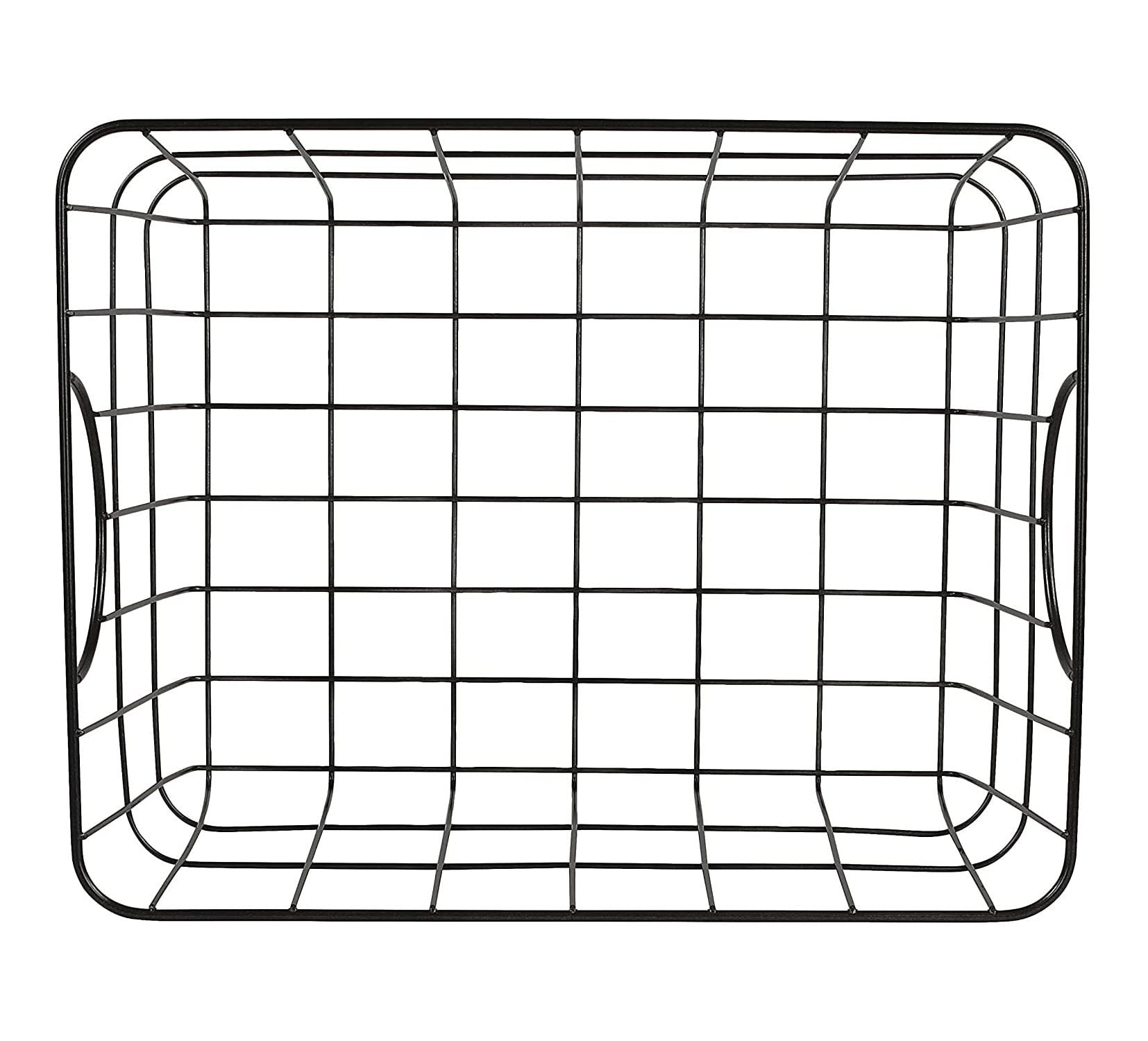 GoHooked black steel wire utility basket with curved handles, 15" L x 11.75" W x 8" H