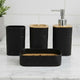 Go Hooked Premium Bathroom Accessories Set with Soap Dispenser, Toothbrush Holder, Tumbler & Soap Dish Set of 4 | Modern Textured Design | Elegant Bathroom Essentials for Home & Office (Square, Black)